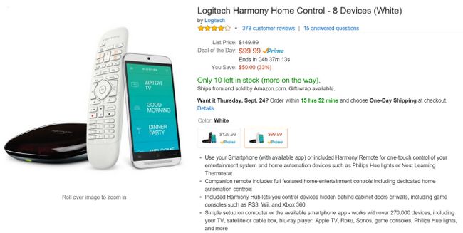 Fotografía - [Alerte pacte] Logitech Harmony Home Control seulement 99 $ Jusqu'à 00 heures PST sur Amazon - Down From 150 $